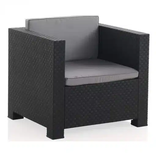 Diva 4pc Lounger Set with Double Sofa, 2 Armchairs and Coffee Table in Graphite