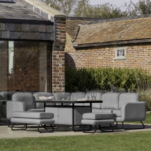 GLS Antares Rect Dining Set with Fire Pit Table Slate