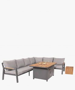 Pacific Lifestyle Stockholm Anthracite Outdoor Corner Seating Set including Fire Pit Table