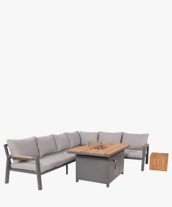 Pacific Lifestyle Stockholm Anthracite Outdoor Corner Seating Set including Fire Pit Table