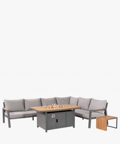 Pacific Lifestyle Stockholm Anthracite Outdoor Corner Seating Set including Fire Pit Table
