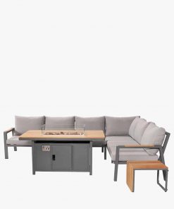 Pacific Lifestyle Stockholm Anthracite Outdoor Corner Seating Set including Fire Pit Table