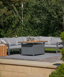Pacific Lifestyle Stockholm Anthracite Outdoor Corner Seating Set including Fire Pit Table