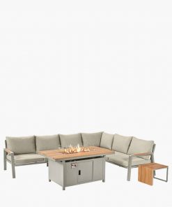Pacific Lifestyle Stockholm Limestone Outdoor Corner Seating Set including Fire Pit Table