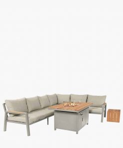 Pacific Lifestyle Stockholm Limestone Outdoor Corner Seating Set including Fire Pit Table