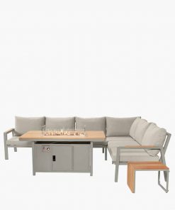 Pacific Lifestyle Stockholm Limestone Outdoor Corner Seating Set including Fire Pit Table