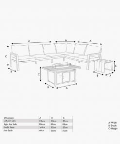 Pacific Lifestyle Stockholm Limestone Outdoor Corner Seating Set including Fire Pit Table