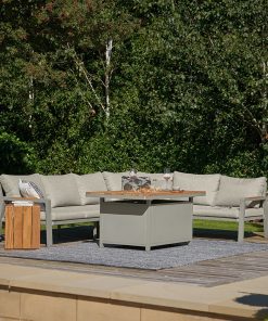 Pacific Lifestyle Stockholm Limestone Outdoor Corner Seating Set including Fire Pit Table