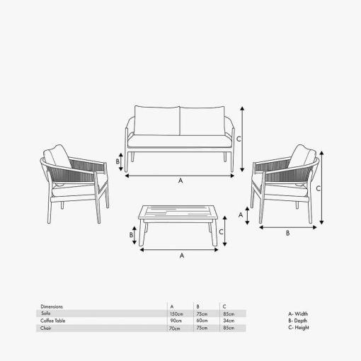Pacific Lifestyle Denver Grey Outdoor Seating Set