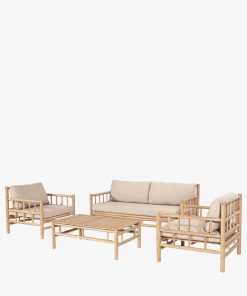 Pacific Lifestyle Costa Rica Natural Bamboo Finish Outdoor Seating Set