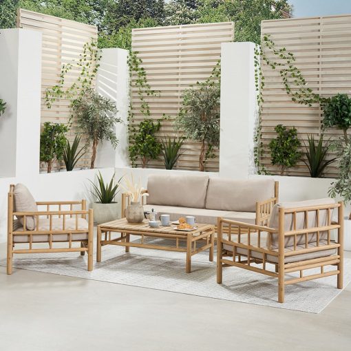 Pacific Lifestyle Costa Rica Natural Bamboo Finish Outdoor Seating Set