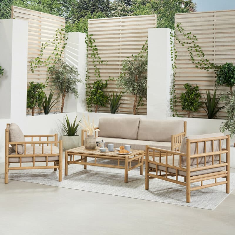 Pacific Lifestyle Costa Rica Natural Bamboo Finish Outdoor Seating Set