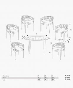 Pacific Lifestyle Denver Sage Green Outdoor 6 Seater Dining Set