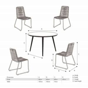 Pacific Lifestyle Pang Black Outdoor 4 Seater Dining Set