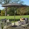 Norfolk Leisure Royce Premium 3m Round Parasol LED - Anthracite Frame - Novasun™ CARBON Canopy & Cover