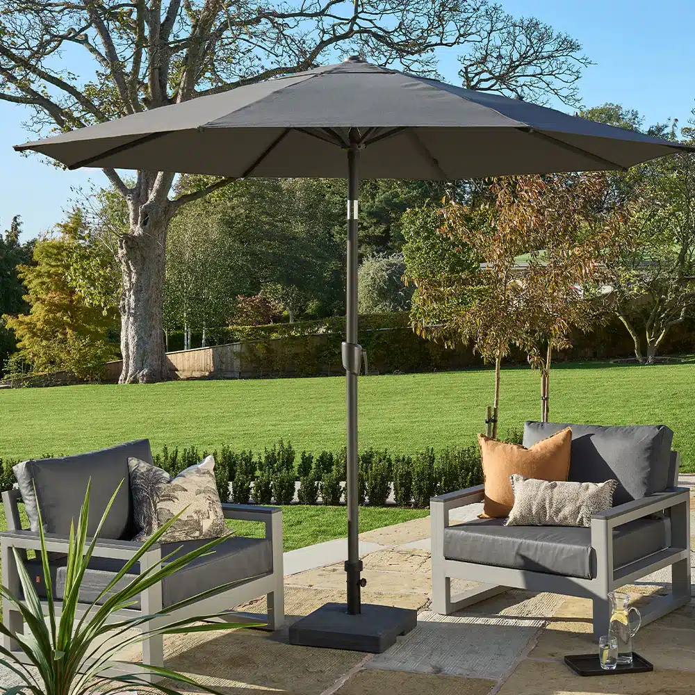 Norfolk Leisure Royce Premium 3m Round Parasol LED - Anthracite Frame - Novasun™ CARBON Canopy & Cover