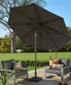 Norfolk Leisure Royce Premium 3m Round Parasol LED - Anthracite Frame - Novasun™ CARBON Canopy & Cover