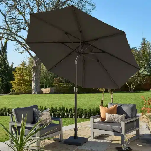 Norfolk Leisure Royce Premium 3m Round Parasol LED - Anthracite Frame - Novasun™ CARBON Canopy & Cover