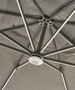 Norfolk Leisure Royce Premium 3m Round Parasol LED - Anthracite Frame - Novasun™ CARBON Canopy & Cover