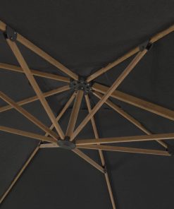 Norfolk Leisure 3m Square Royce Ambassador NO LED - Wood Look Frame Cantilever Parasol & Cover - Smoke Grey