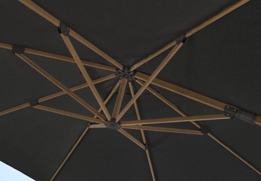 Norfolk Leisure 3m Square Royce Ambassador NO LED - Wood Look Frame Cantilever Parasol & Cover - Smoke Grey