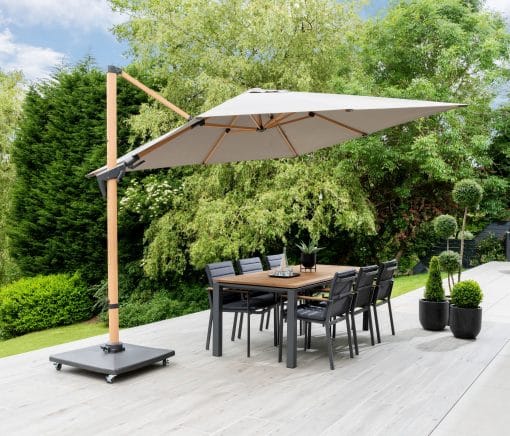 Norfolk Leisure Royce Executive Square 3m Cantilever - Wood Look Frame - GREY Canopy & Cover