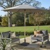 Norfolk Leisure Royce Premium 3m Round Parasol LED - Wood Look Frame - Novasun™ SMOKE GREY Canopy & Cover