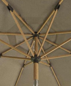Norfolk Leisure Royce Premium 3m Round Parasol LED - Wood Look Frame - Novasun™ SMOKE GREY Canopy & Cover