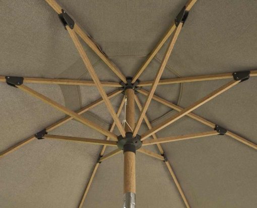 Norfolk Leisure Royce Premium 3m Round Parasol LED - Wood Look Frame - Novasun™ SMOKE GREY Canopy & Cover