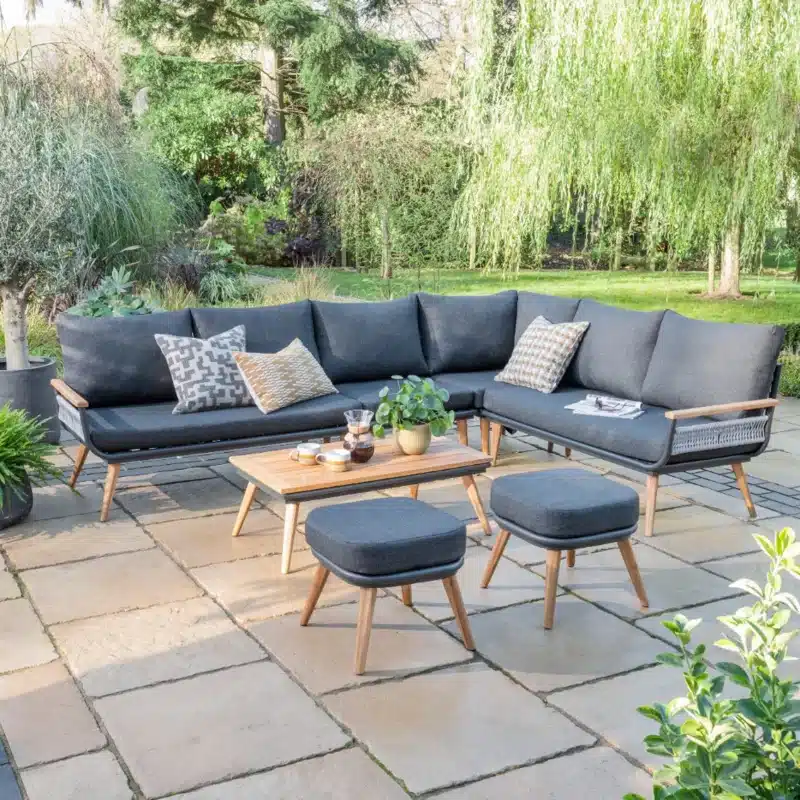 Kimora Corner Garden Set with Grey Fabric Cushion