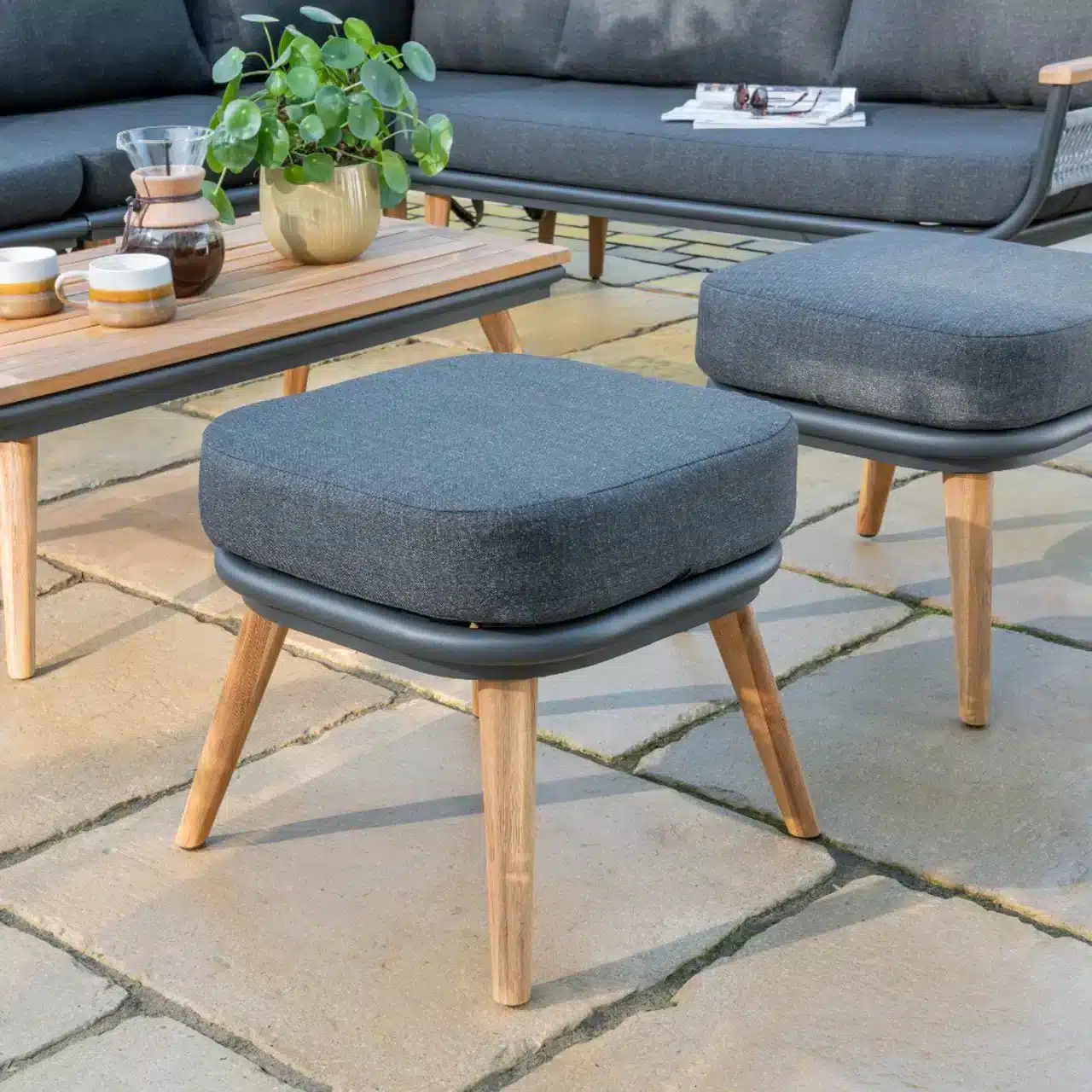 Kimora Corner Garden Set with Grey Fabric Cushion