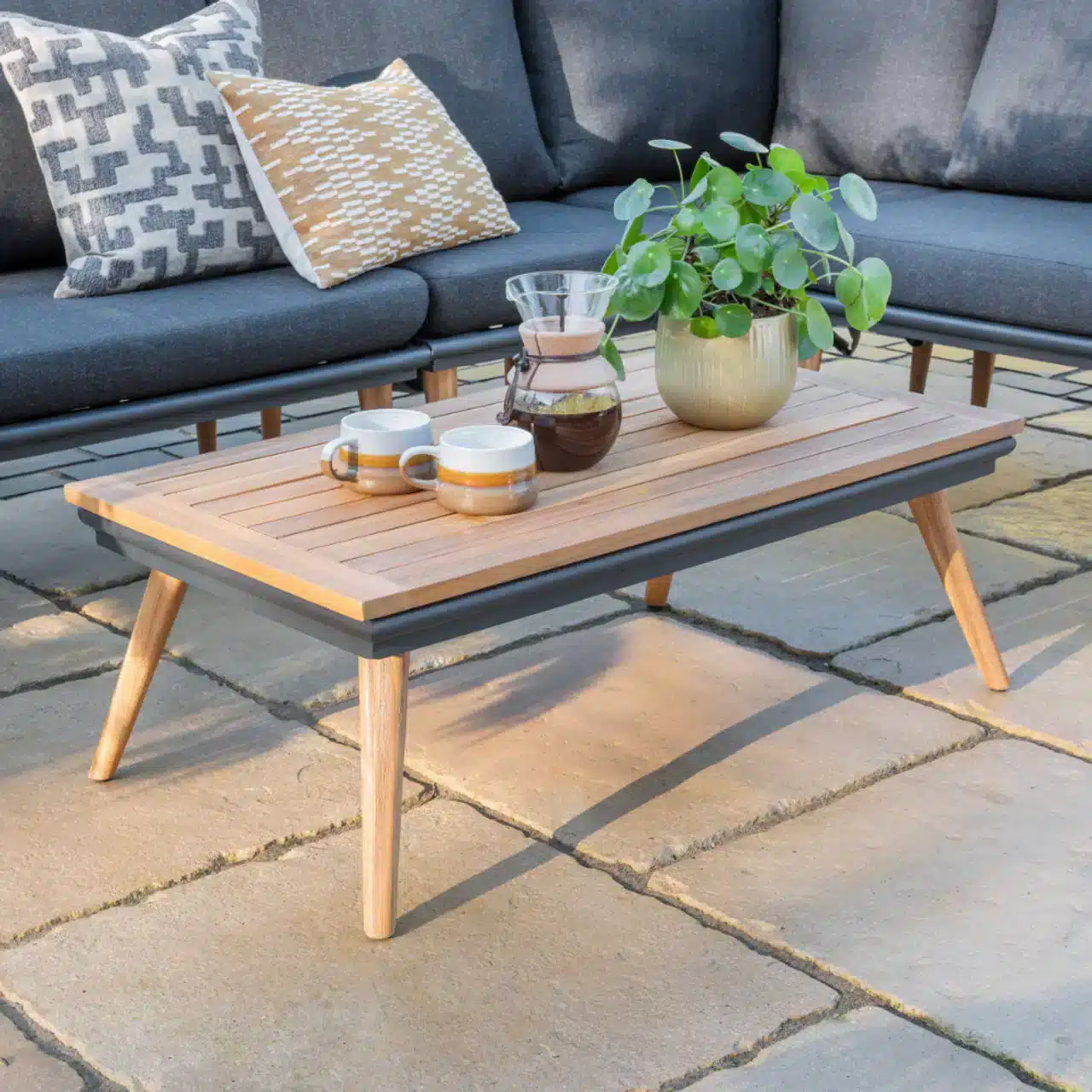 Kimora Corner Garden Set with Grey Fabric Cushion