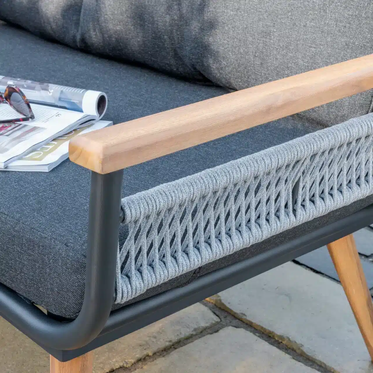 Kimora Corner Garden Set with Grey Fabric Cushion