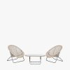 Tobs Outdoor Grey Foldable Loungers Set with Oval Table