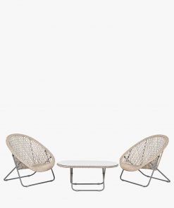 Tobs Outdoor Grey Foldable Loungers Set with Oval Table