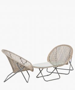 Tobs Outdoor Grey Foldable Loungers Set with Oval Table