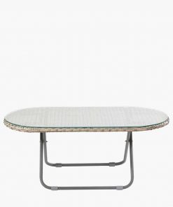Tobs Outdoor Grey Foldable Loungers Set with Oval Table