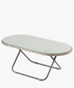 Tobs Outdoor Grey Foldable Loungers Set with Oval Table