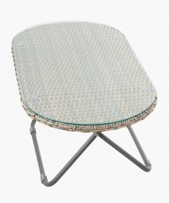 Tobs Outdoor Grey Foldable Loungers Set with Oval Table