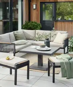 Norfolk Leisure Bellmount Outdoor Mini Corner Lounge Set With Gas Height Adjustable Table