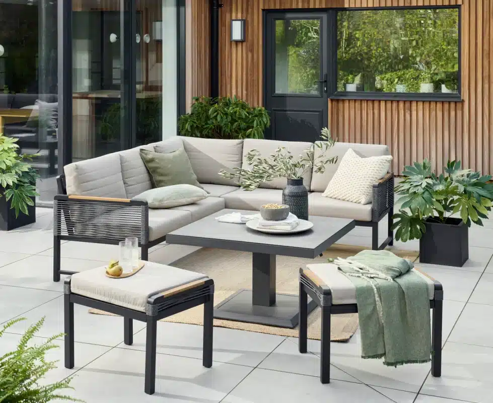 Norfolk Leisure Bellmount Outdoor Mini Corner Lounge Set With Gas Height Adjustable Table
