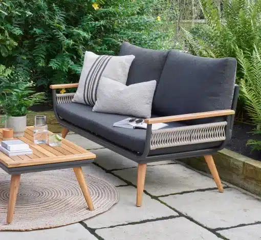 Kimora 4 Seat Garden Lounge set with Grey Fabric Cushion