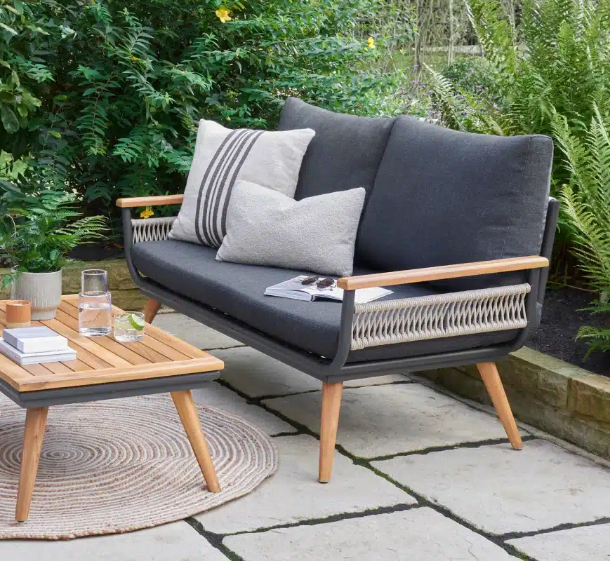 Kimora 4 Seat Garden Lounge set with Grey Fabric Cushion