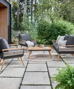 Kimora 4 Seat Garden Lounge set with Grey Fabric Cushion