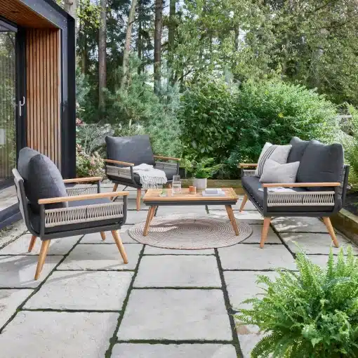 Kimora 4 Seat Garden Lounge set with Grey Fabric Cushion