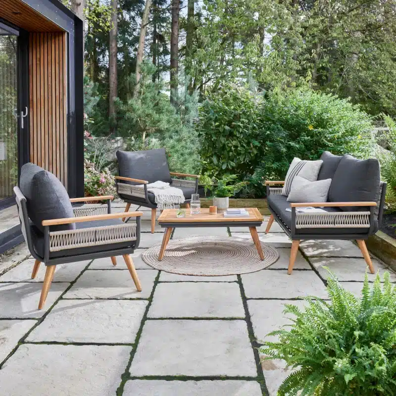 Kimora 4 Seat Garden Lounge set with Grey Fabric Cushion