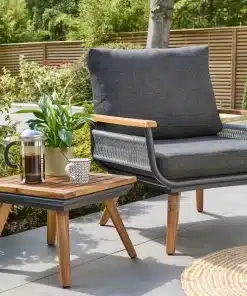Kimora Relax Bistro with foot stools and Grey Fabric Cushion