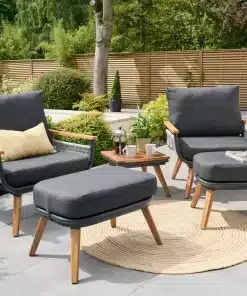 Kimora Relax Bistro with foot stools and Grey Fabric Cushion