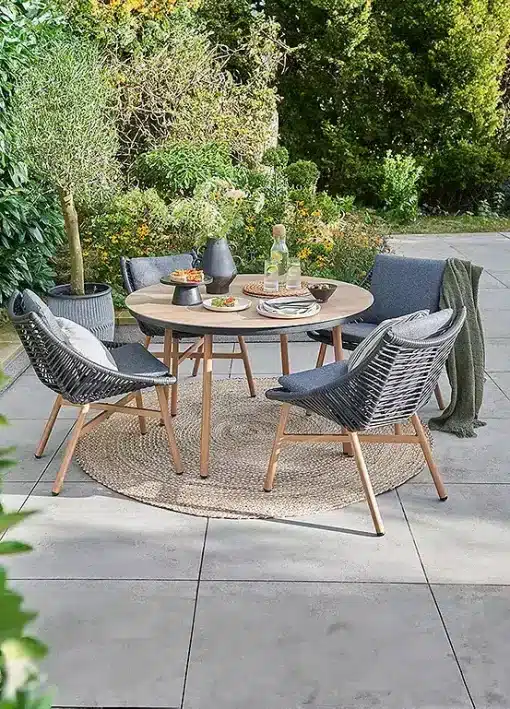 Norfolk Leisure Keswick 4 Seat Outdoor Dining Set with Black Wicker