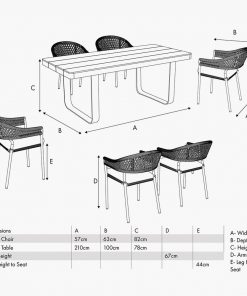 Pacific Lifestyle Osaka Latte Outdoor 6 Seater Dining Set
